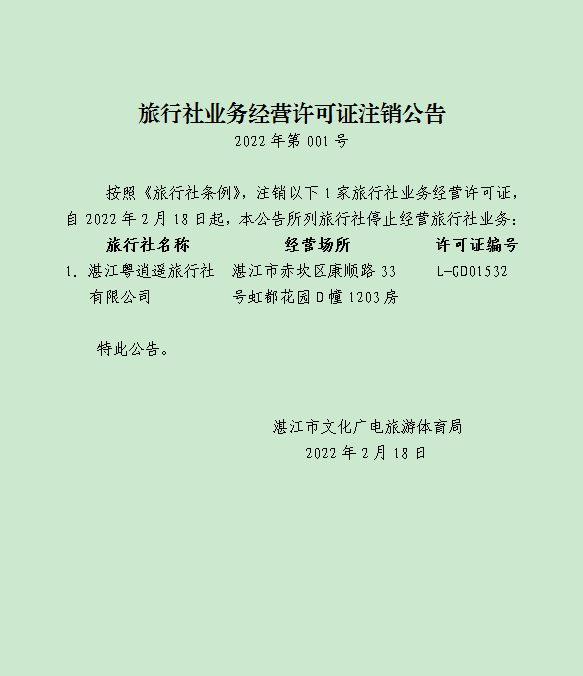 旅行社業(yè)務經(jīng)營許可證注銷公告（2022年第001號）.png
