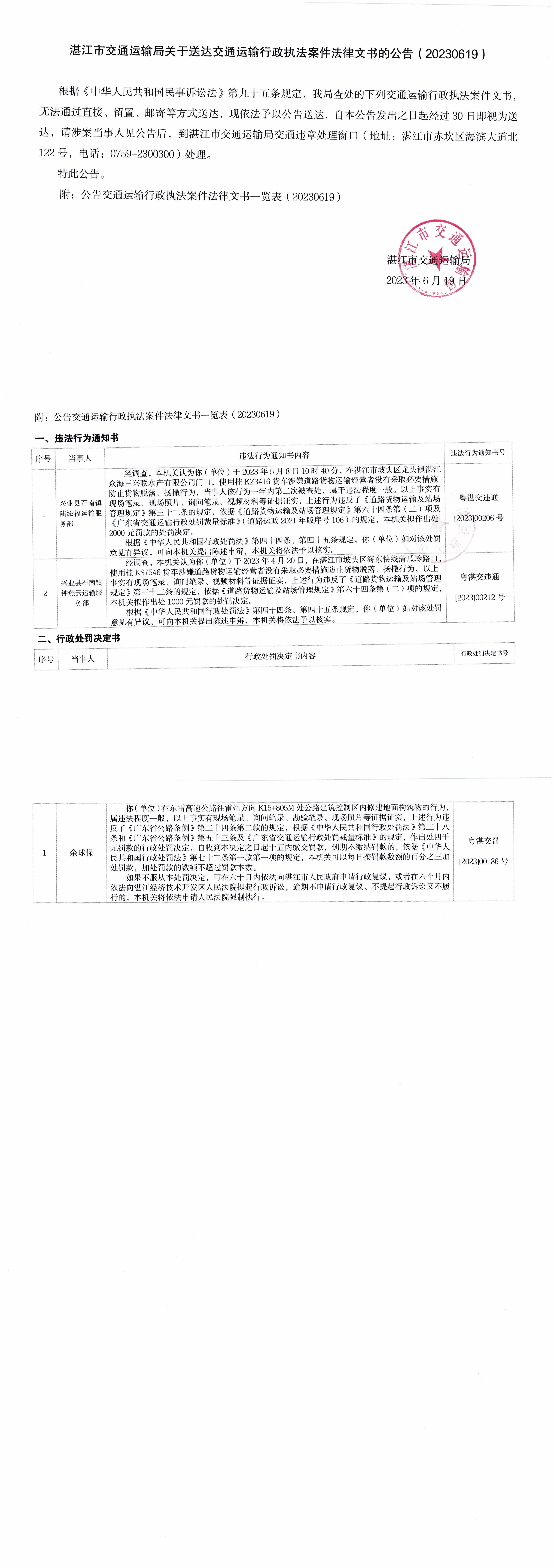 湛江市交通運(yùn)輸局文書(shū)送達(dá)公告20230619.jpg