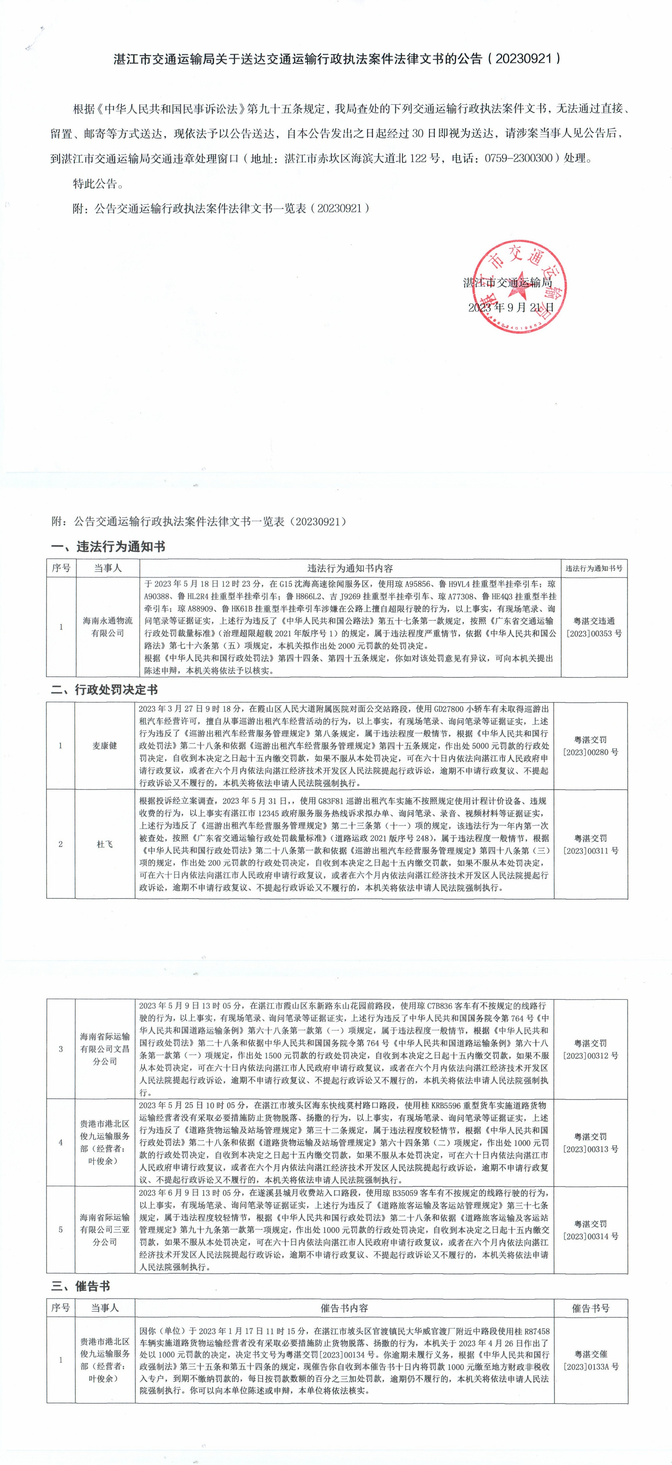 湛江市交通運輸局文書送達公告20230921(1).png
