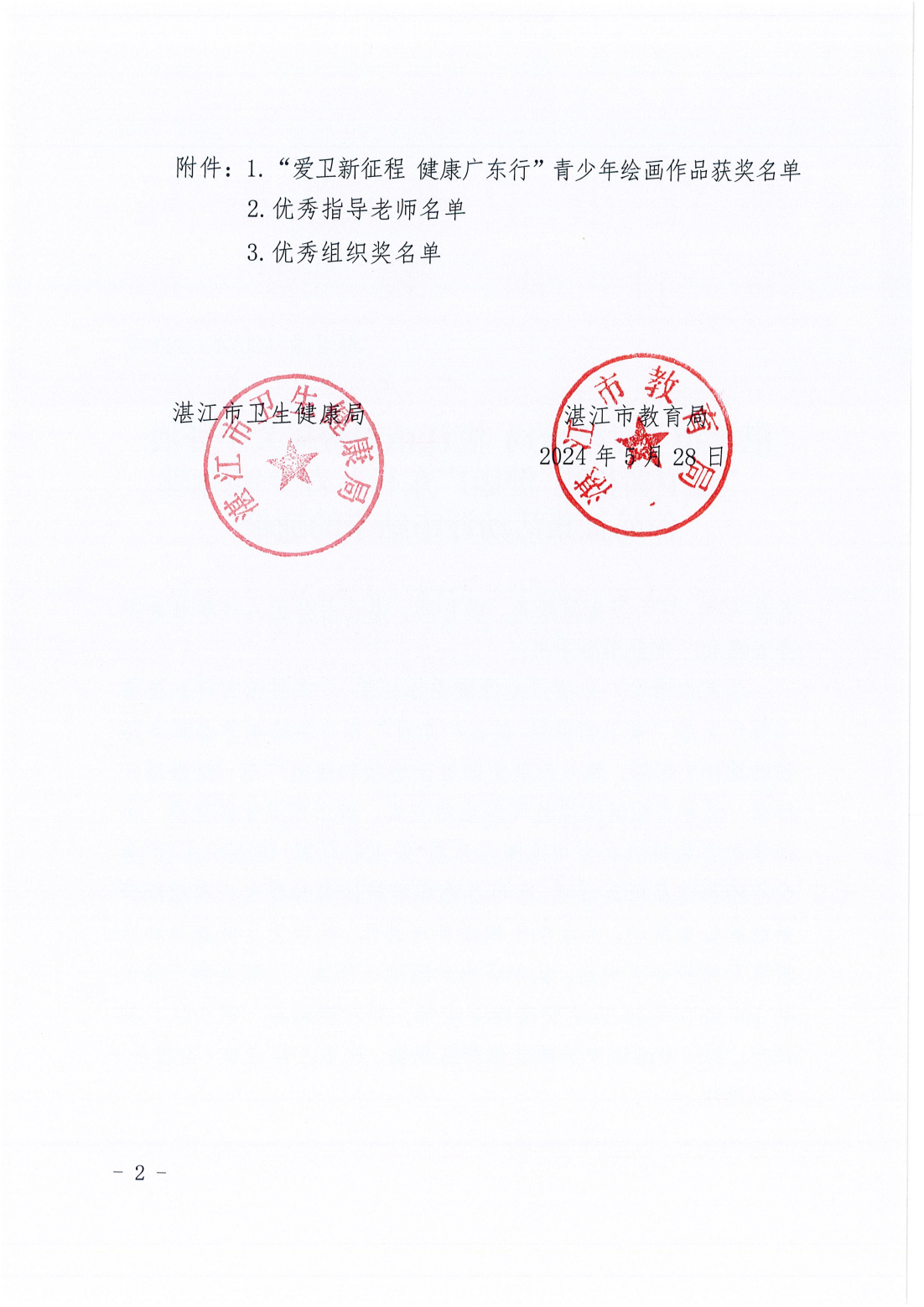 湛江市衛(wèi)生健康局湛江市教育局關(guān)于開展“愛衛(wèi)新征程健康廣東行”青少年繪畫作品征集活動評審結(jié)果的通報_01.png